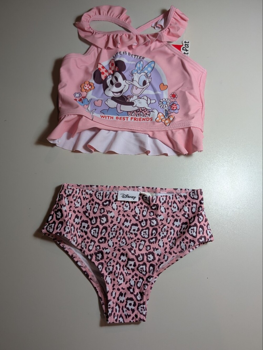 PatPat Disney Pink Minnie & Daisy Two-Piece Swim Set Girls 5/6 Year NWT